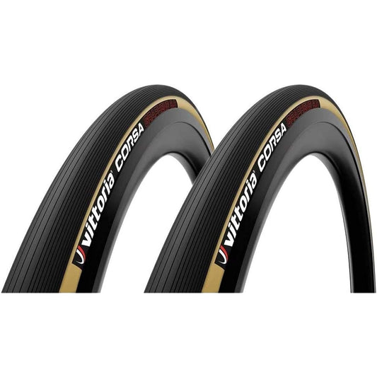 Vittoria CORSA G2.0 CLINCHER (Corsa G2.0 Clincher) Road Tire Black Tire Side: Amber Color Set of 2 [Domestic Authorized Distributor Product] (700 x 23C)