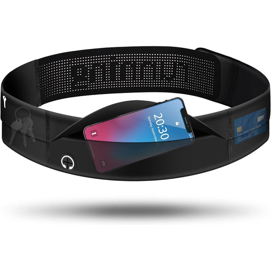 GINTRON Slim Running Belt, Breathable Running Fanny Pack Waterproof Belt Running Waist Bag with Mobile Phone and Water Bottle Shelf, Suitable for Jogging, Biking, Trekking