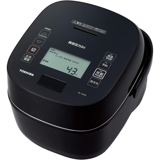 Toshiba Rice Cooker 5.5 Cups Vacuum Pressure IH Jar Rice Cooker Vacuum Heat Retention 40 Hours Polished Rice Forged Copper Pot RC-10VSP(K) Gran Black