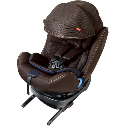 LEAMAN ISOFIX Fixed Child Seat for Newborns Rotating Type Newborn to 11 Years Old Kaina Bit Turn ISOFIX 2 Cocoa Navy
