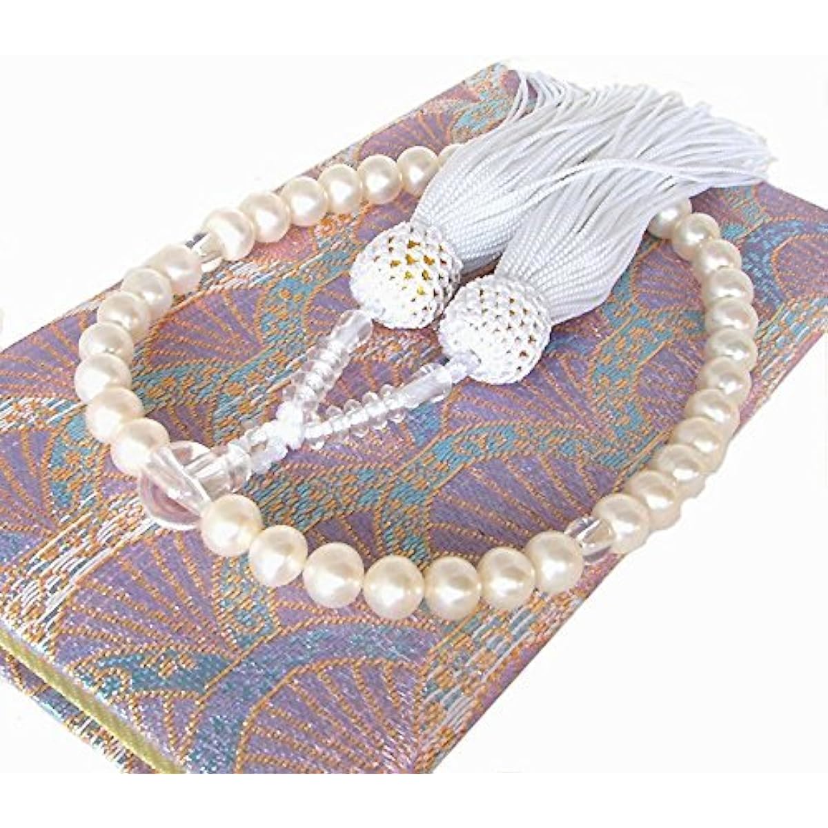 [enyapearl] Mala beads, Prayer beads, Genuine pearls, Freshwater pearls, Special case included, Cluster color: White, One-handed prayer beads, For women, Can be used by all denominations