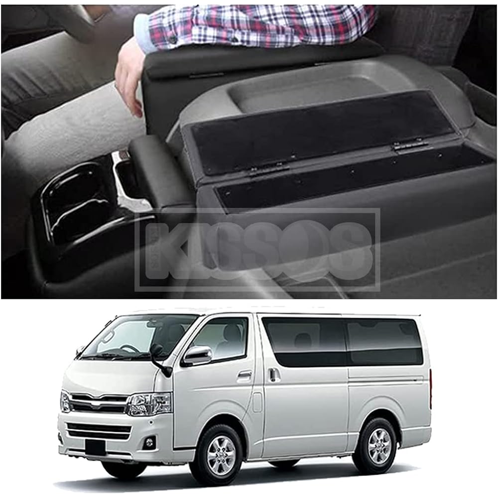 Console Box Toyota Hiace Car Armrest 200 Series Vehicle Specific Design Armrest Armrest Accessories Storage Easy to Install PU Material Driver Seat Passenger Seat (Black, Set of 2)