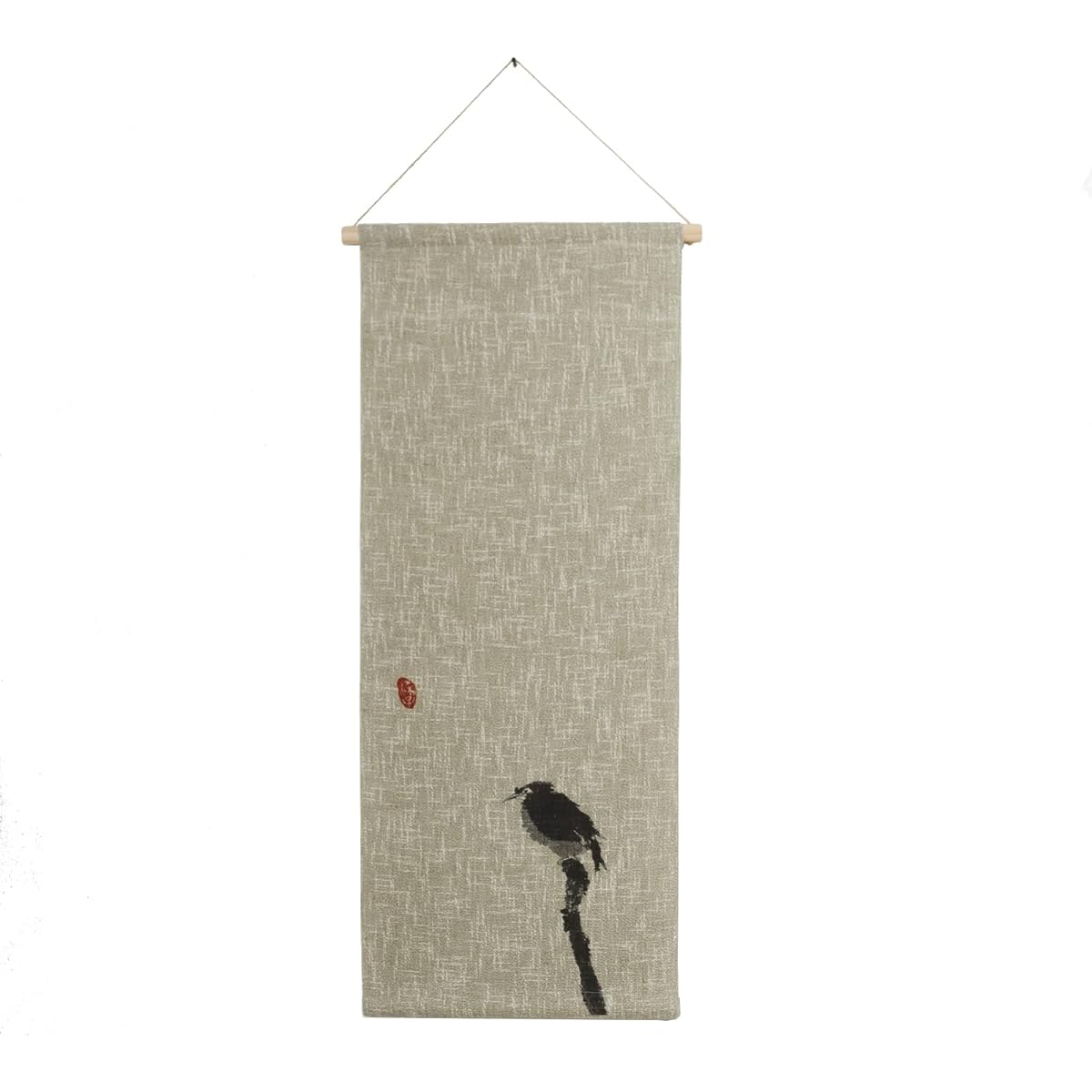 [Mobukia] Hanging Scroll Wall Hanging Ink Painting Chinoiserie Summer Cloth Hanging Scroll Wall Art Decoration Artist Liang Jianping (45×110, 栖Ⅰ)