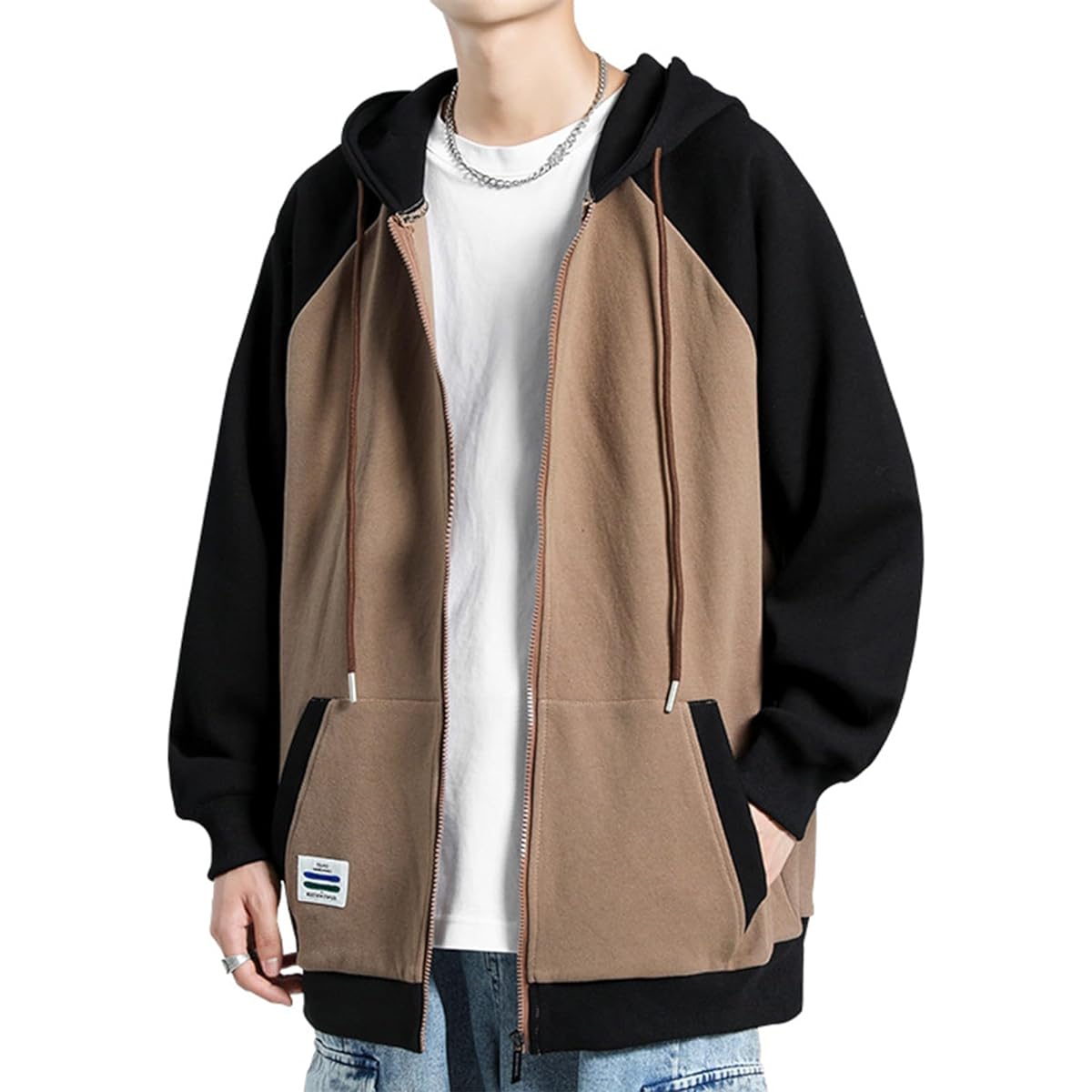 [Second Roots] Men's Parka, Bicolor, Zip-up, Hood, Casual, Sweatshirt, Jersey, Outerwear, M~2XL