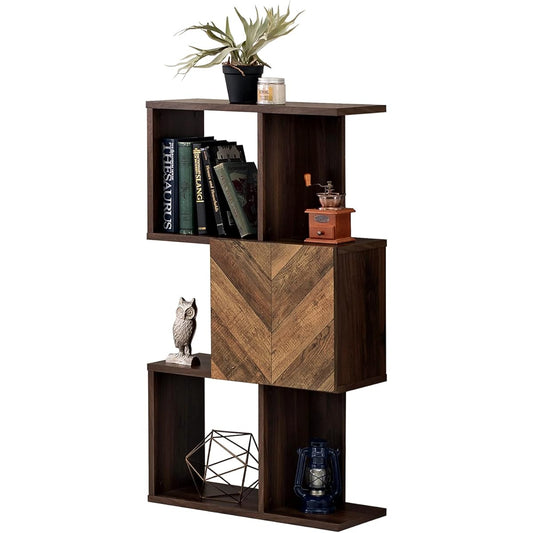 Hagihara Display Rack Bookshelf with Door Storage Wood Grain Industrial Approx. Width 59 Depth 25.5 Height 107.5 cm 3 Tiers Book Document Rack Shelf Book Shelf RCC-1014BR 1 unit included