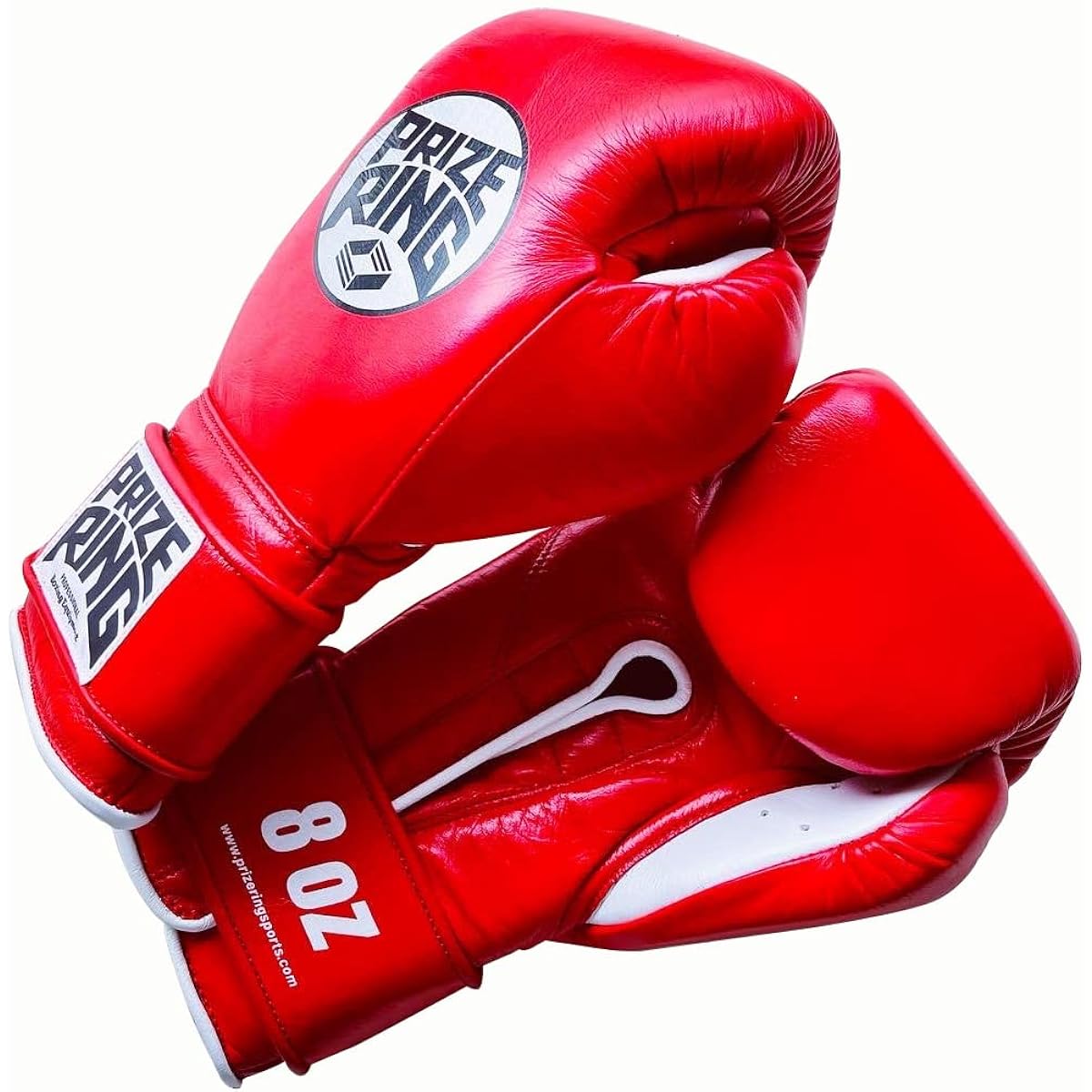 PRIZE RING "Professional SX" Boxing Gloves Genuine Leather Red/White 8oz