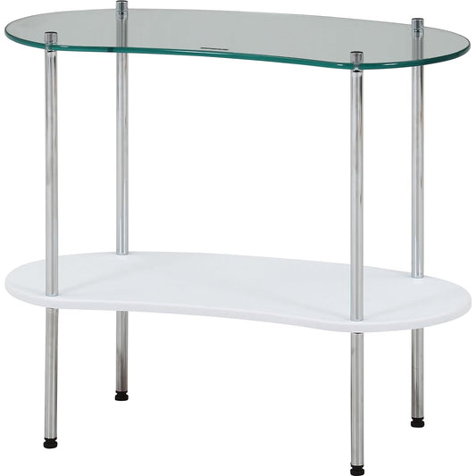 Fuji Boeki Side Table Width 60 x Depth 32 x Height 53cm Clear x White Tempered Glass Korean Interior 2 Tier Specification Chamill 41315