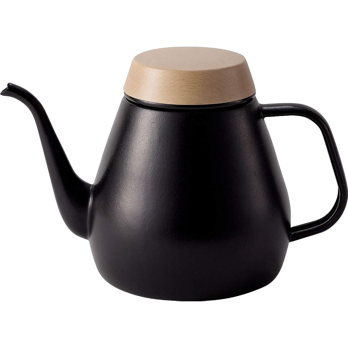 Ovject Camping Outdoor Made in Japan Coffee Drip Pot Kettle Enamel Open Fire IH Compatible 1.8L Matte Black 1.8L O-DK1800-MBK