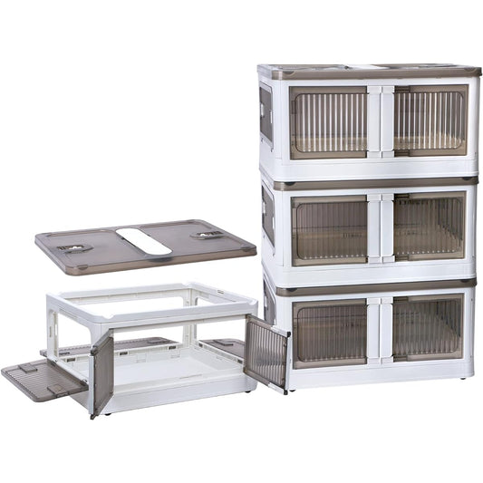 RAIN QUEEN Storage Box, Foldable, with Lid, Can Be Removed from All Directions, Container Box, Folding, Storage Case, Clothes and Accessories Storage, 5-sided Opening, Clothes Organization, with Wheels, Storage Case, Clothes Storage, with Wheels, Storage