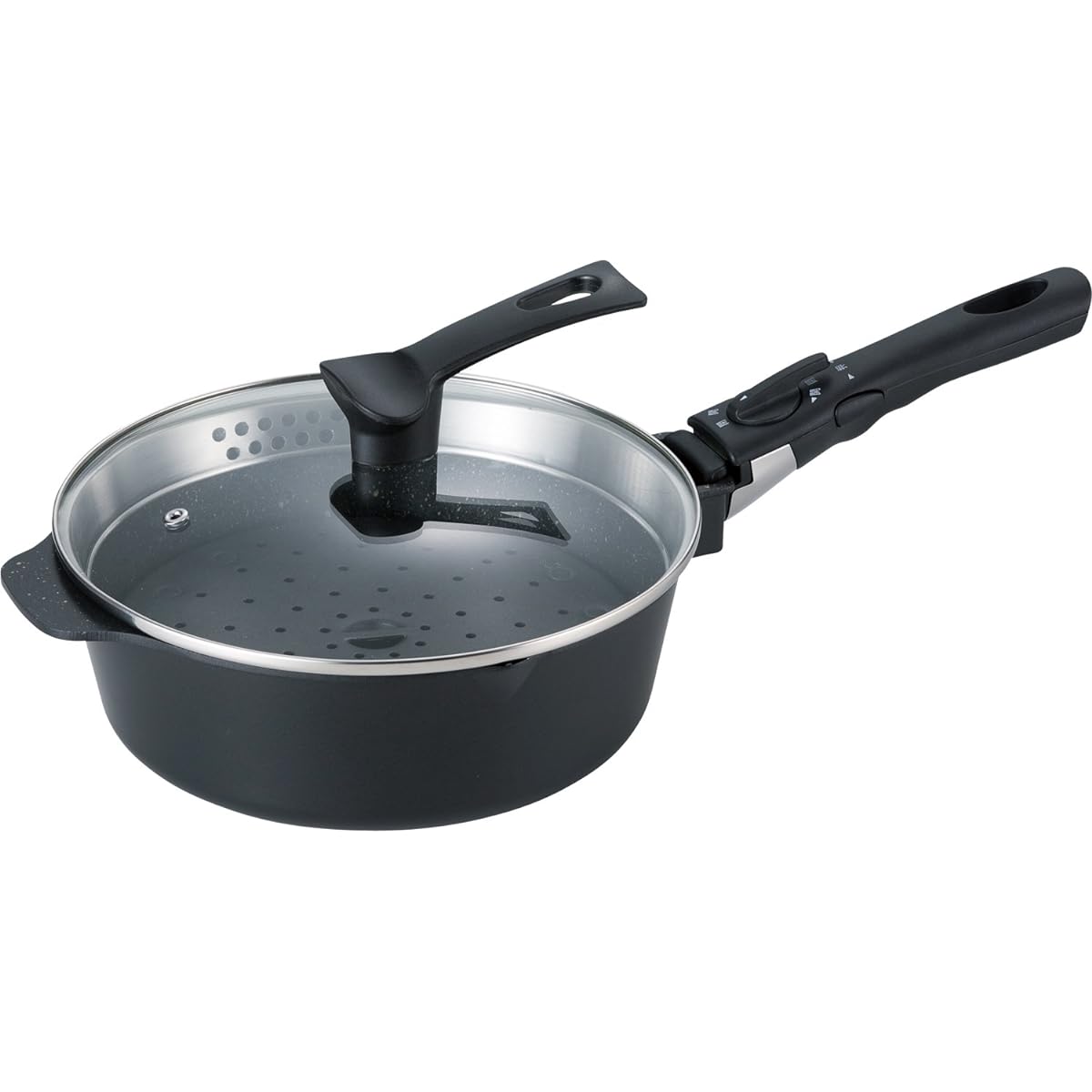 Wahei Freize Frying Pan, Boil, Bake, Cook, Steam, Boil, Stir-fry, Deep-Fry, Multifunctional Pan, Auvel II, IH Compatible, Quick Marble, Fluorine Resin Processing, Recipe Included EM-9735