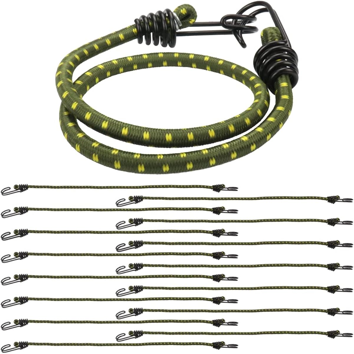 Stretch Cord, Rubber String, Elastic Rope with Hook, Luggage Fixation, Prevents Loading, Camping Equipment, Outdoor (16 Pieces)