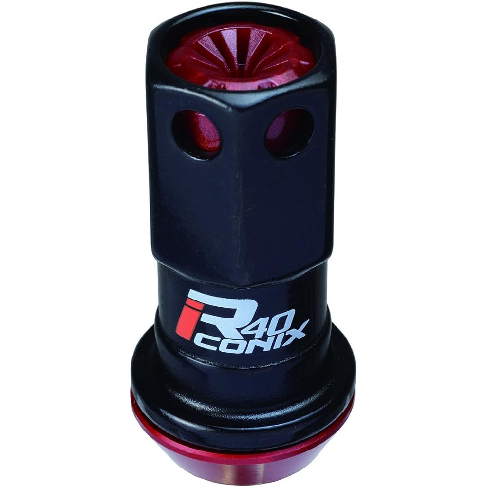 KYO-EI (Kyoei Sangyo) Wheel Lock Nut Racing Composite R40 iCONIX [M12 x P1.5] With resin cap [Black/Red] RIF-11KR