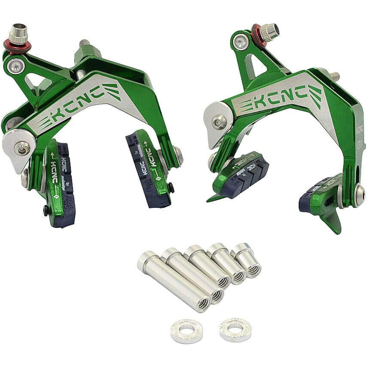 KCNC CB9 Road Caliper Brake Set (Front and Rear) Designed For Road Bike Wide Wheel Rim, Green, SK2146