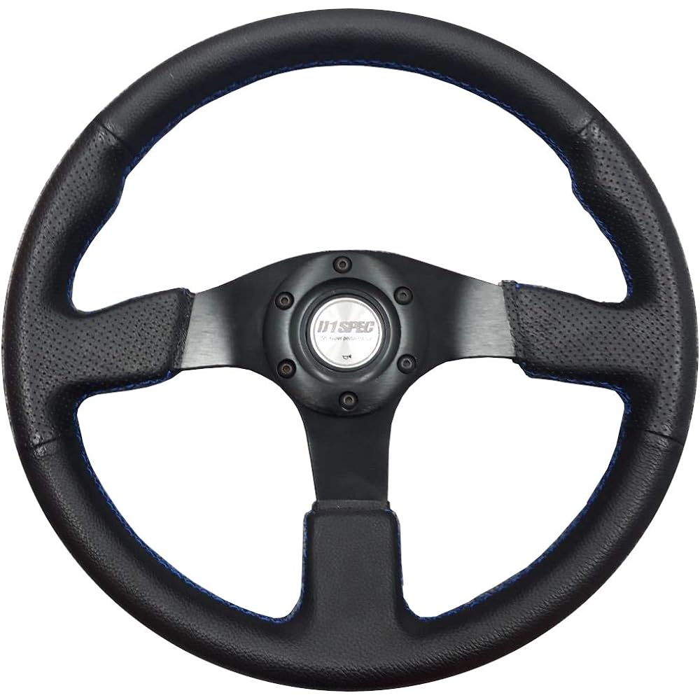 fortune FLAT-R PVC Leather Steering 35? Blue Stitching
