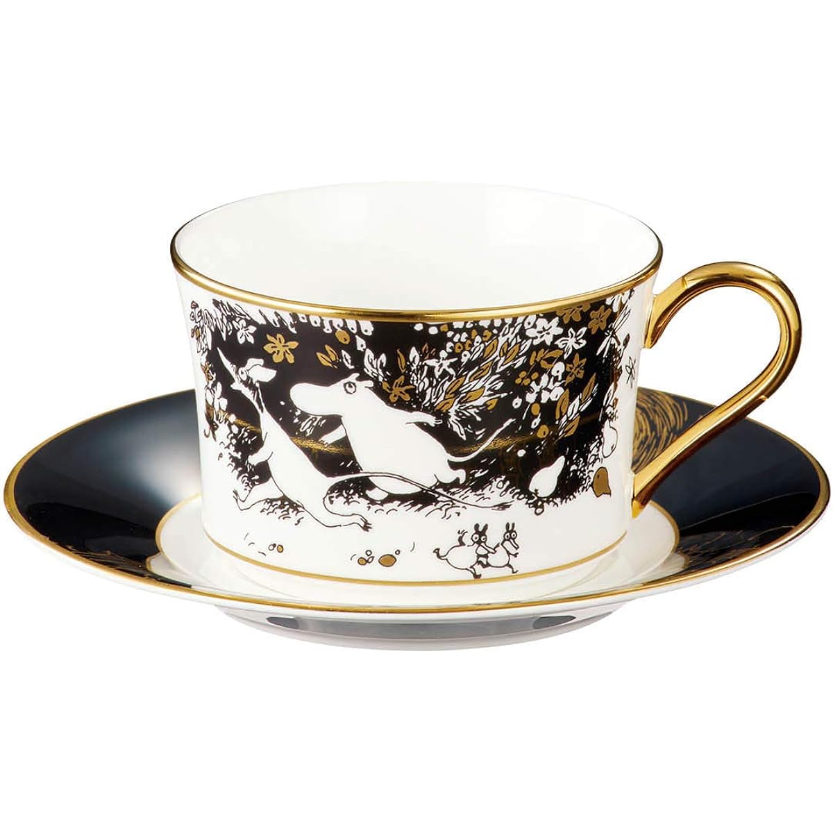 Noritake Cup & Saucer (Coffee Tea) 245cc Moomin Moominvalley Comet 1 Guest Black Bone China TG93686/N-090L