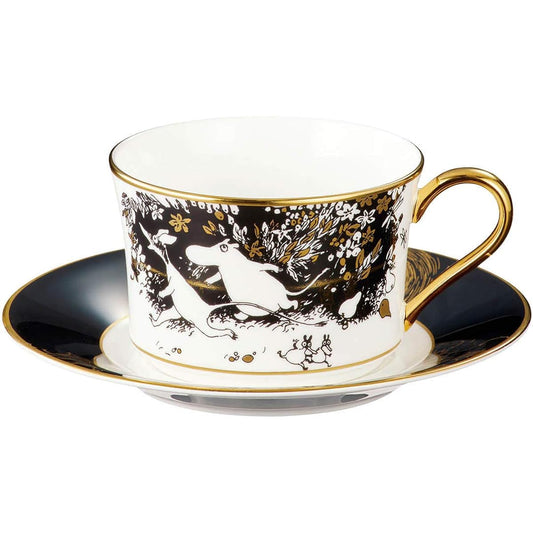 Noritake Cup & Saucer (Coffee Tea) 245cc Moomin Moominvalley Comet 1 Guest Black Bone China TG93686/N-090L