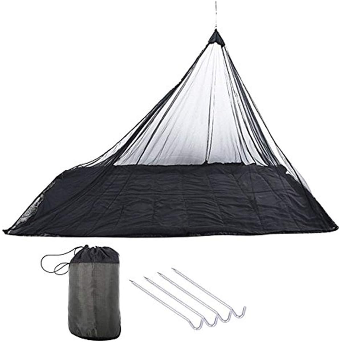 Mosquito Net, Mosquito Net, Camping Mosquito Net, Outdoor Mosquito Repellent, Lightweight, High Density, Easy to Carry, Comes with 4 Fixing Pegs (Black)