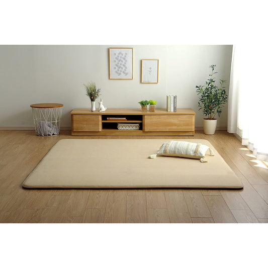 Ikehiko Corporation Rug Carpet Square Approx. 2 tatami SARARI Beige Approx. 185 x 185cm Simple Volume All Seasons Pile Soundproofing #4978479