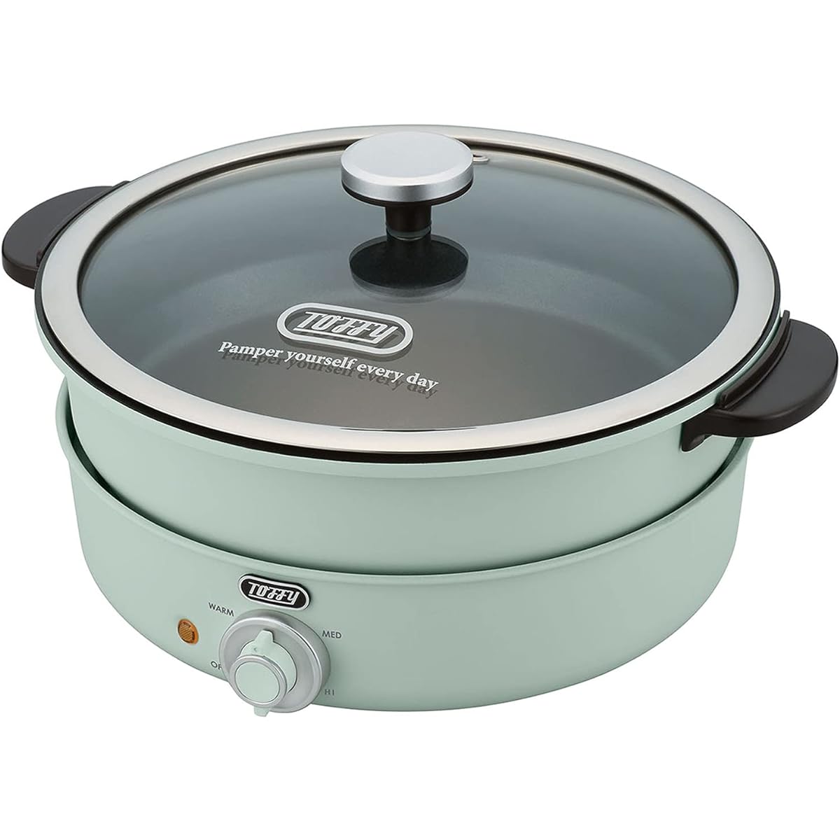 [Toffy] Electric Grill Pot K-HP2 (Pale Aqua) Pot/Inner Pot/Takoyaki Plate 3WAY Simmer Bake Cook Steam 3.5L 1,200W High Heat 2 Color Pot Cheese Fondue Retro Cute K-HP2-PA