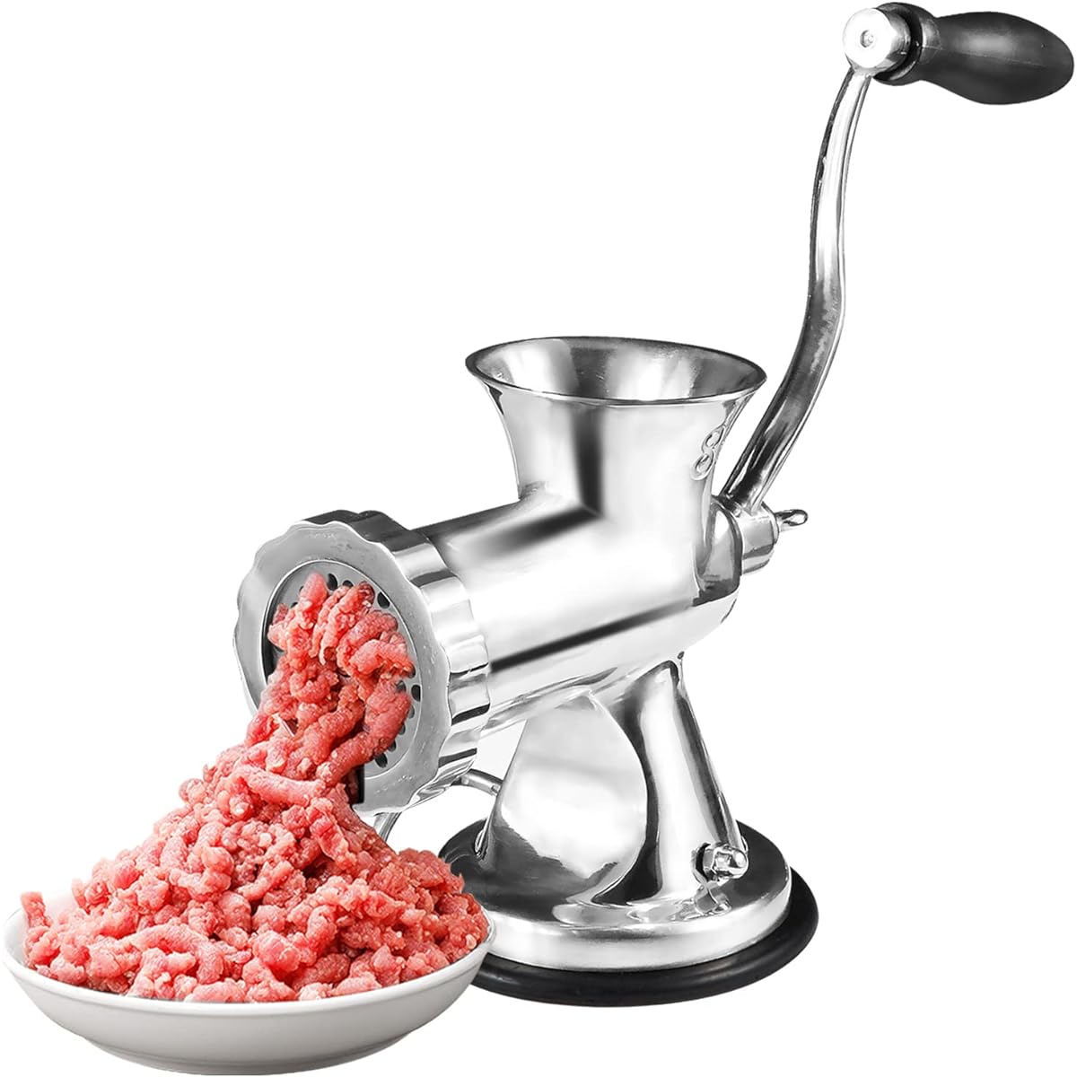 KUWAN Mincing Machine, Manual Mincer, Meat Grinder, Manual Home Use, Suction Cup Meat Grinder, Intestine Stuffing, Meat Mincer, Tabletop Mincer, Stainless Steel, Chopping, Washing with Water