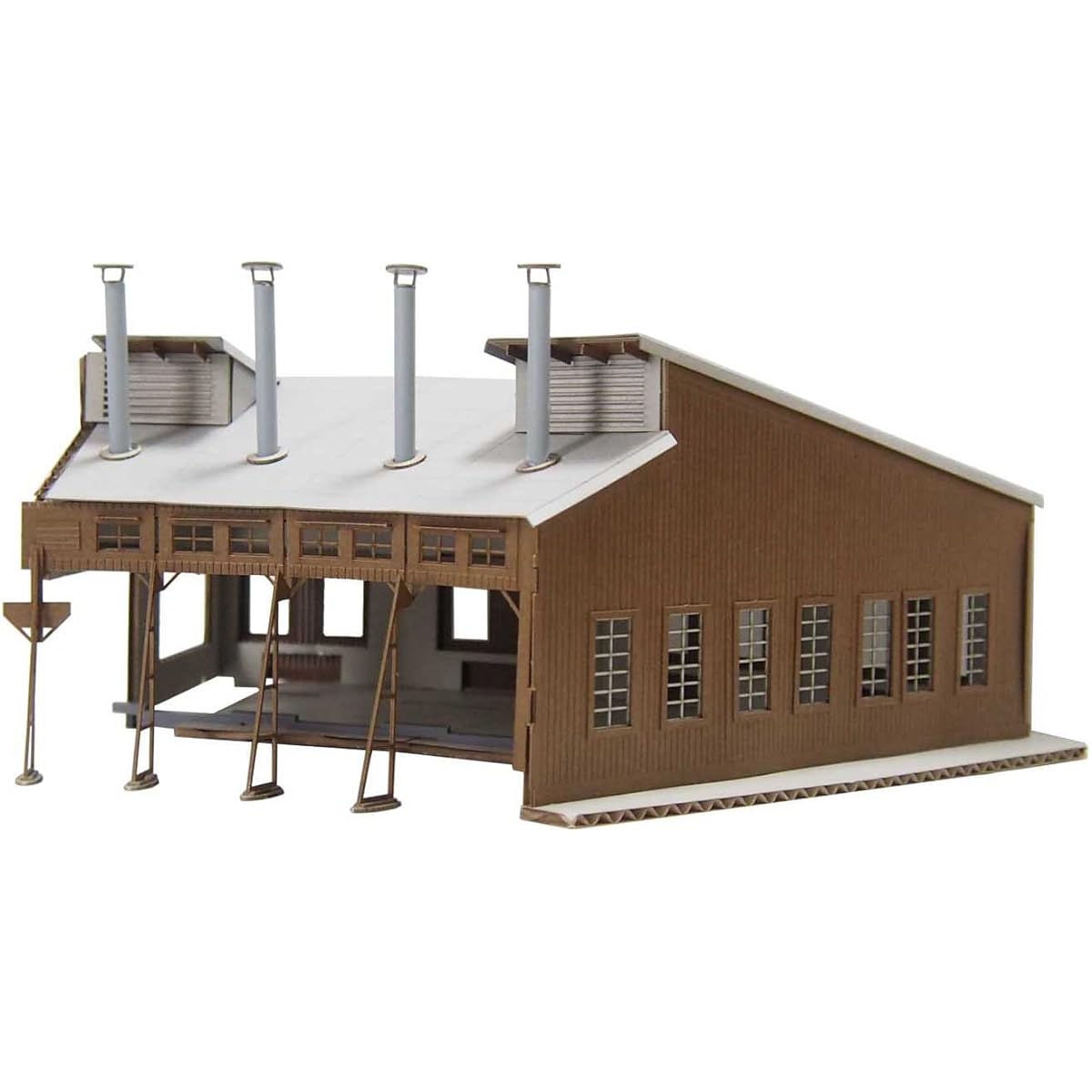 Advance N gauge 1010 wooden fan-shaped engine shed for expansion (paper structure kit)