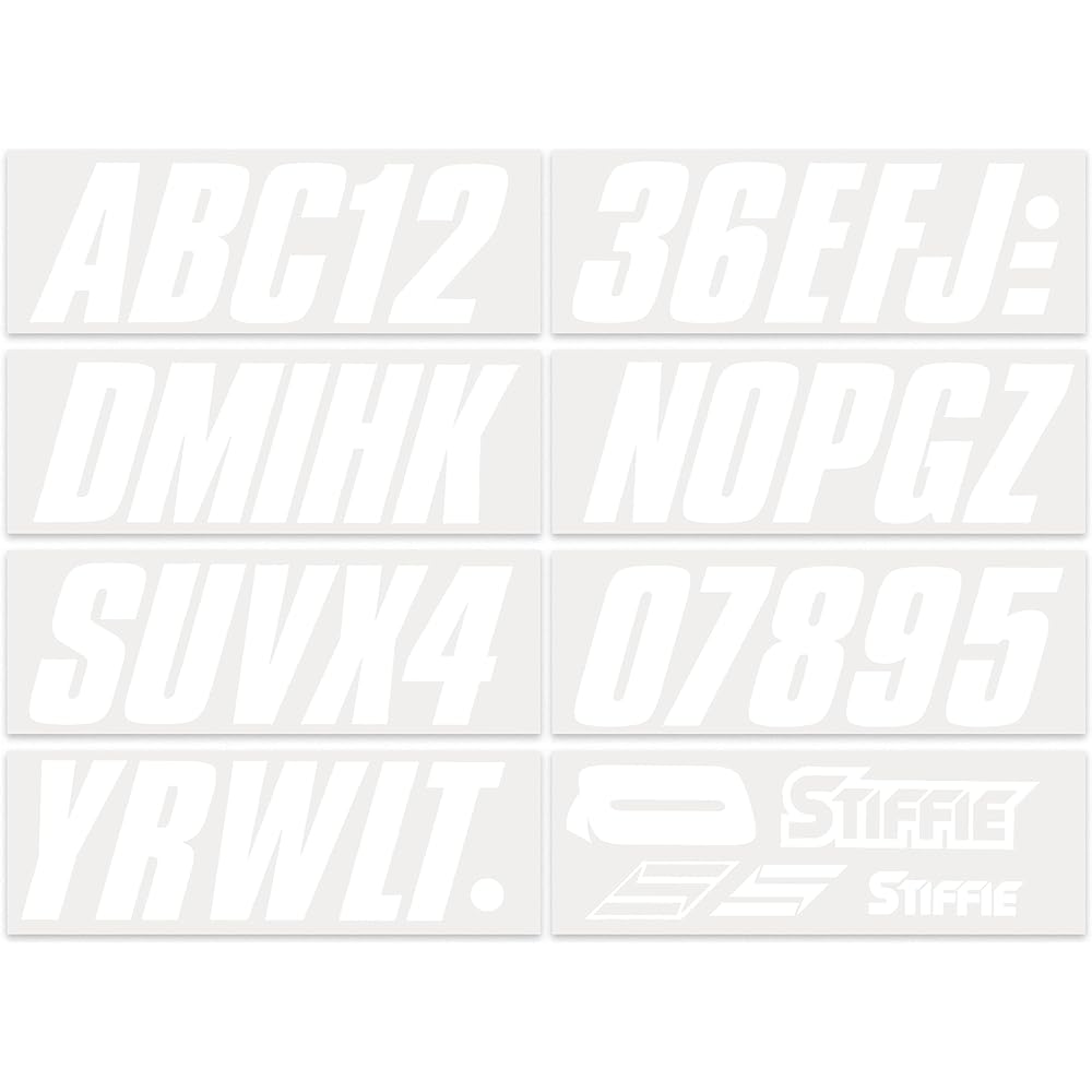 STIFFIE SHIFT White 3 "ID Kit Kit Kit alphanumeric Registration No. Sticker Decal for Boat individual Watercraft