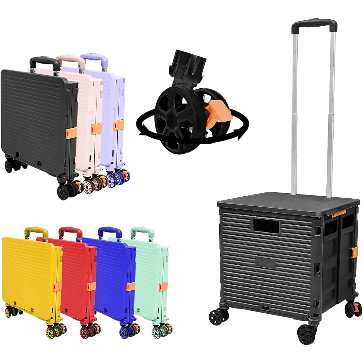 Carry Cart Trolley Outdoor Foldable Cart Carry Shopping Cart Shopping Cart For Fishing, Sports Days, Carrying Kerosene, Shopping, Ultra Compact, For Camping, Travel Equipment, Quiet, Load Capacity 40KG