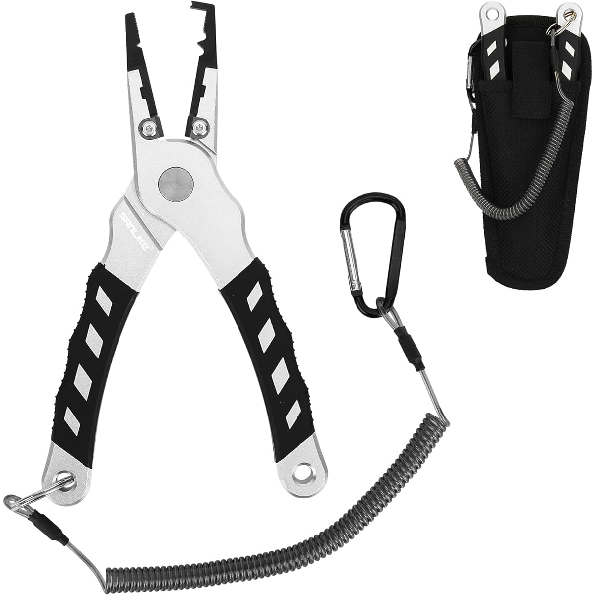 SANLIKE Split Ring Pliers Line Cutter Pliers Fishing Multifunctional Lightweight Fishing Pliers Compact Comes with Exclusive Case Silver/Gold