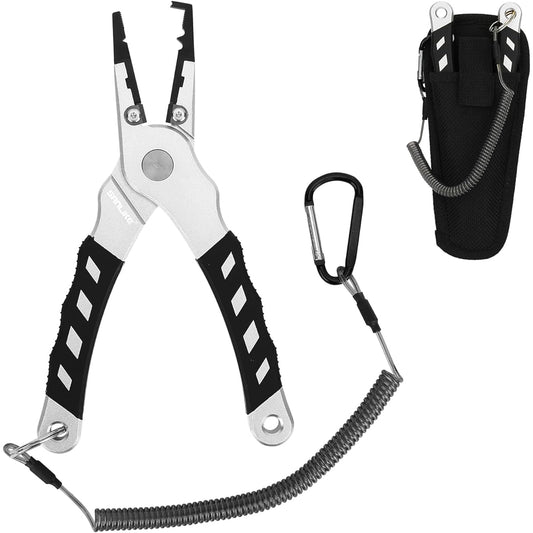 SANLIKE Split Ring Pliers Line Cutter Pliers Fishing Multifunctional Lightweight Fishing Pliers Compact Comes with Exclusive Case Silver/Gold