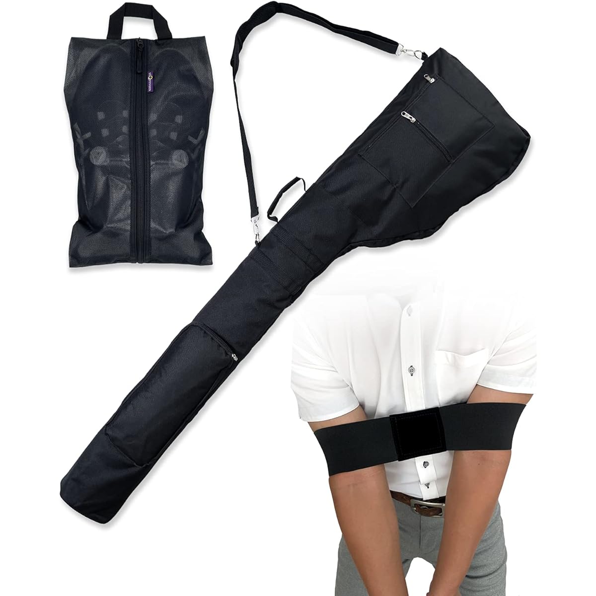 [AVANCE RAYS] Golf club case, golf bag, practice, large capacity, practice equipment included, 3-piece set