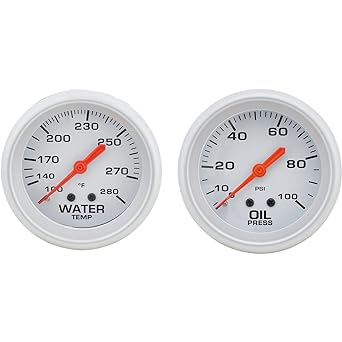 SPEEDWAY MOTORS 2-5/8 inch oil pressed water meter kit back light with backlight White Face Universal Fit Crome Besel Black/Silver Besel Option Hana 100 °-300 ° F