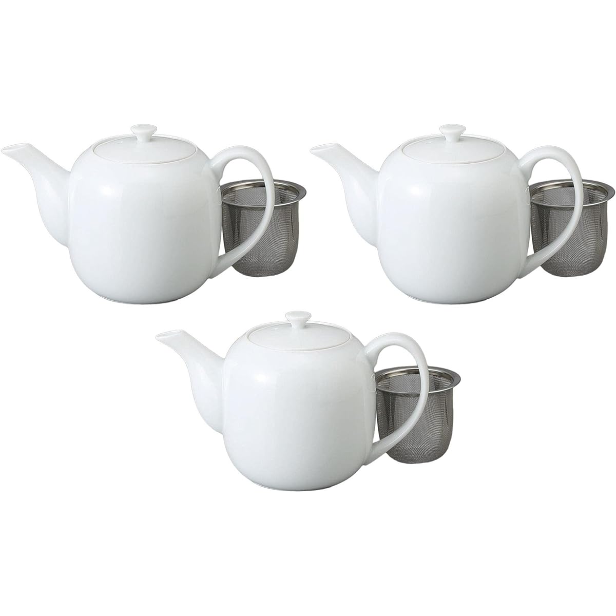Set of 3 White Porcelain Natsume Pot (U) [11 x 12cm] [Pot]