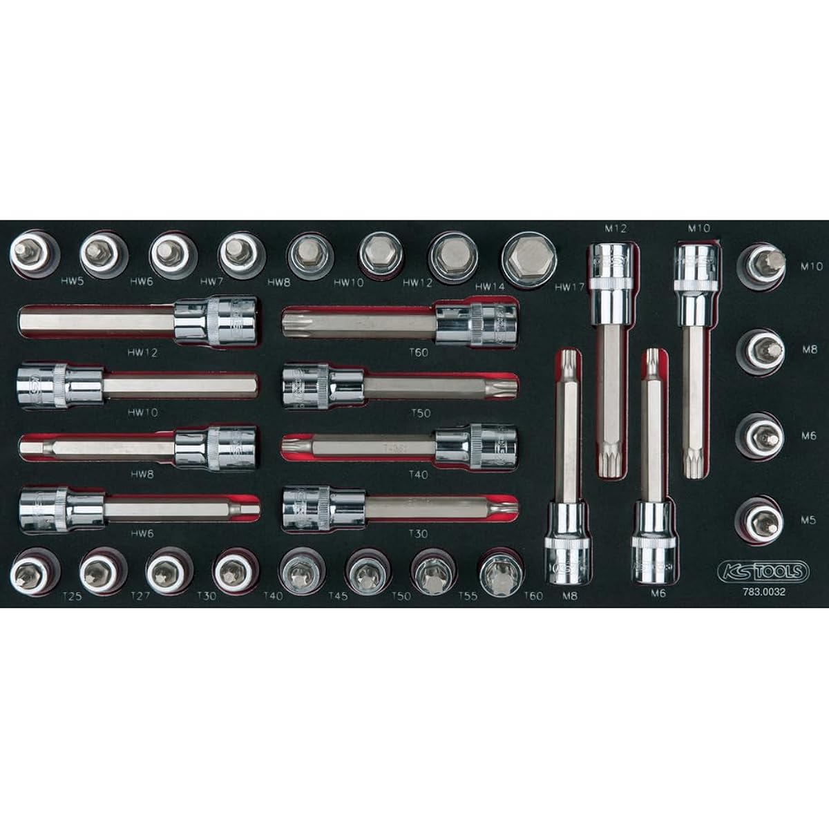 KS TOOLS SCS CHROMEplus Bit socket set 1/2" 32 pcs 1/3 system insert 783.0032