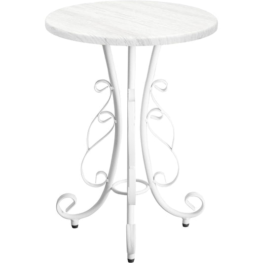 Miyatake Seisakusho Celestia Side Table White, Elegant Curved Design, Width 40 x Depth 40 x Height 56.5 cm, Made of Steel, Top Plate Diameter 40 cm ST-400WH