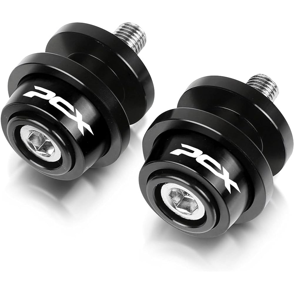 Stand Screw Slider Motorcycle Accessories CNC Aluminum Swing Arm Spool Slider Stand Screw Suitable for HONDA PCX125 PCX150 2018 2019 2020 2021 (Color: Black)