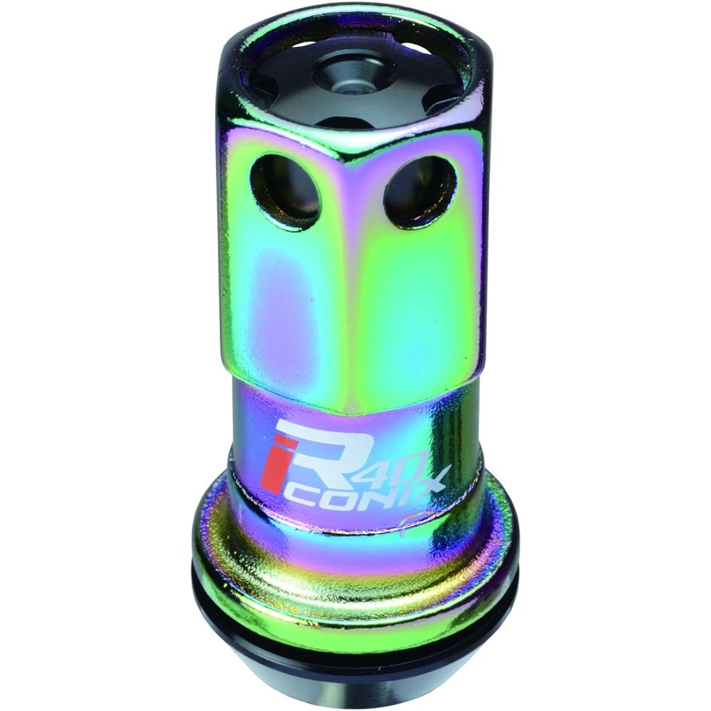 KYO-EI (Kyoei Sangyo) Wheel Lock Nut Racing Composite R40 iCONIX [M12 x P1.25] With Aluminum Cap [Neochrome/Black] RIA-03NK