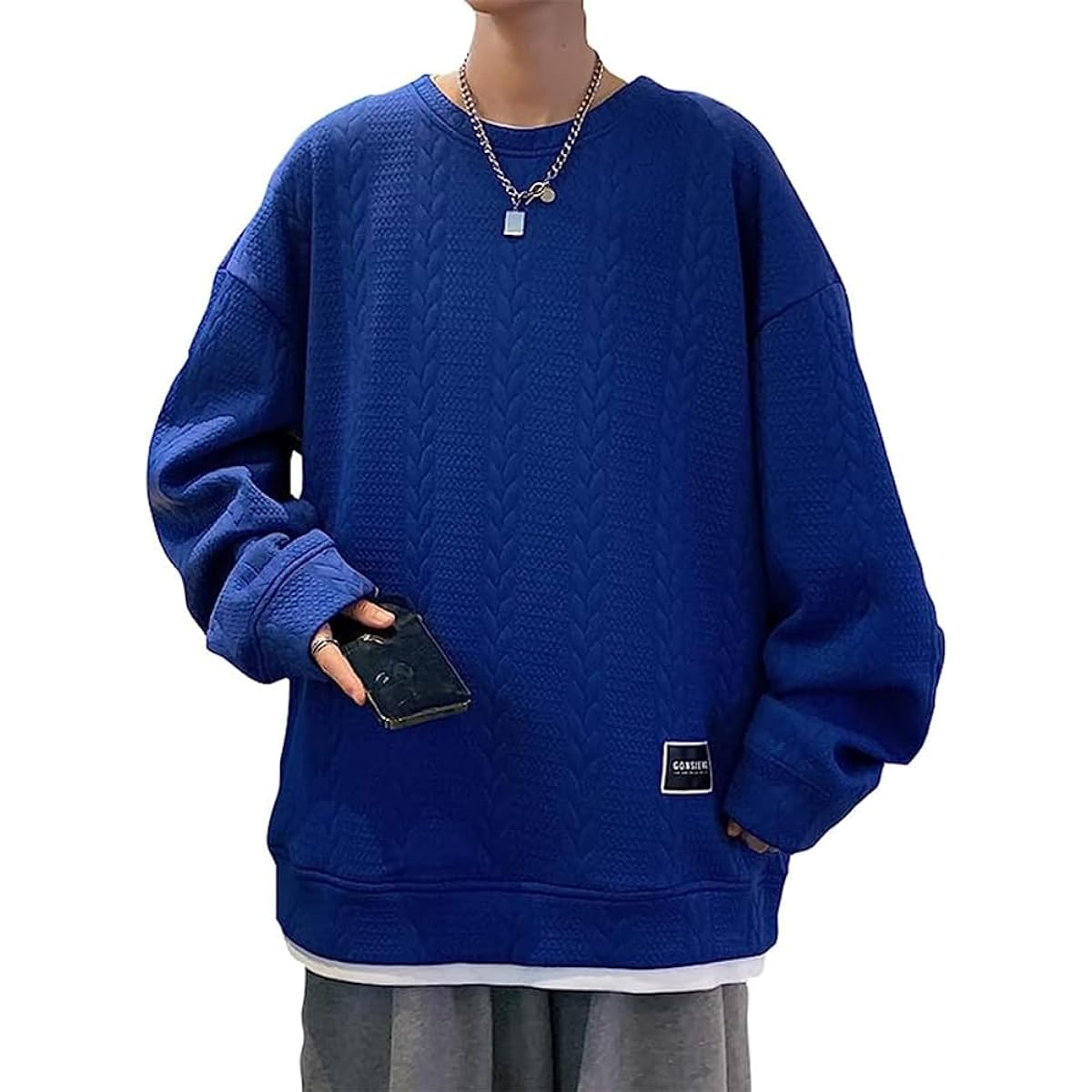 Bvaeocl Men's Hoodie Sweatshirt Long Sleeve Round Collar T-Shirt Pullover Casual Comfortable Loose Large Size Fashion Spring Autumn Winter BV83