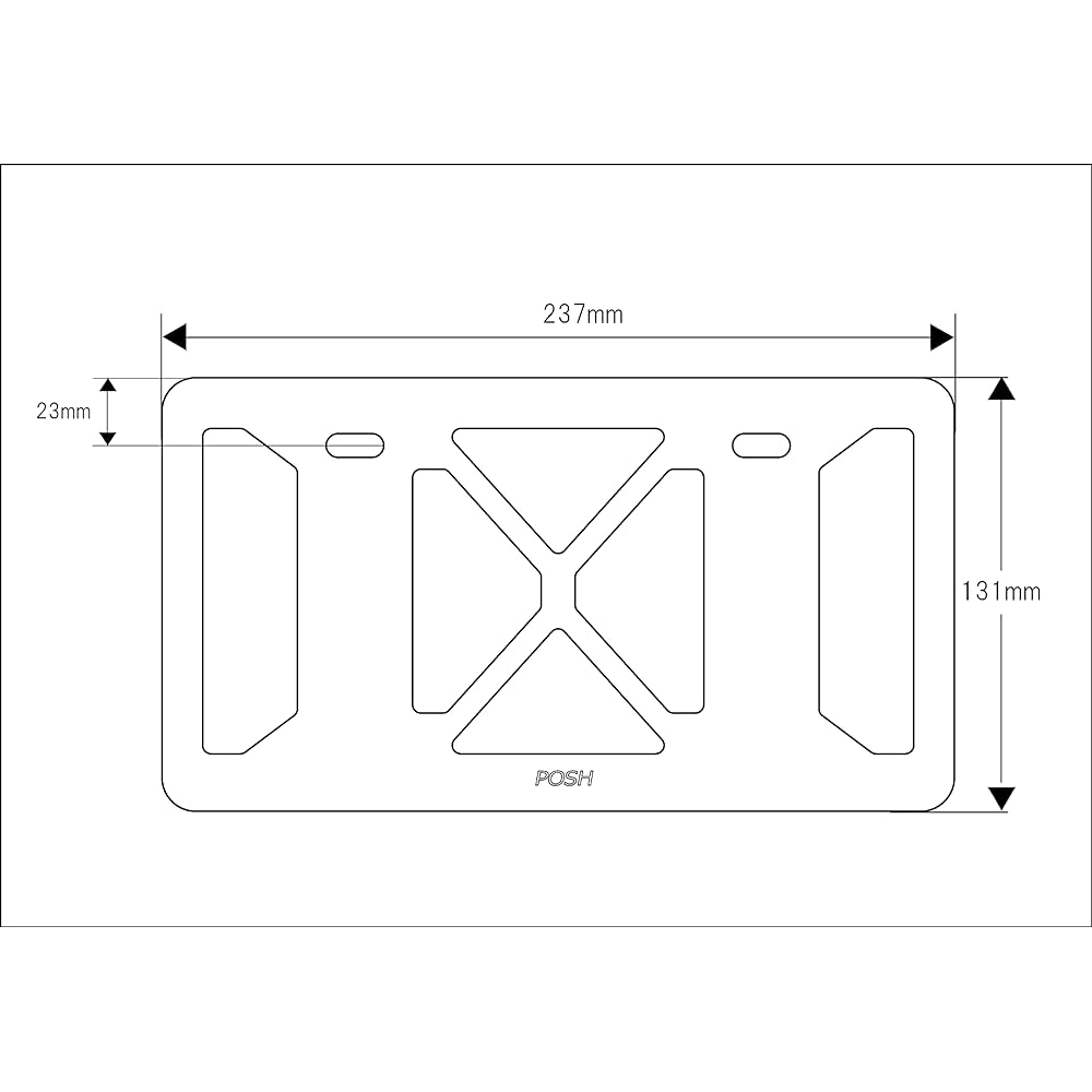 POSH Motorcycle Aluminum License Back Plate L Size Pole Type for 126cc and above Black 500391-06-10