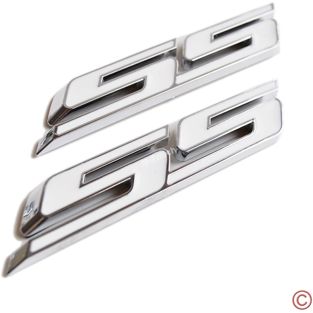 (3 Pieces) Small 斜体 SS Grill Side torankuenburemubazzipure-to Sticker Chevy Impala Cobalt Camaro 2010 2011 2012 2013 2014 2015 2016 For Sticker , whites