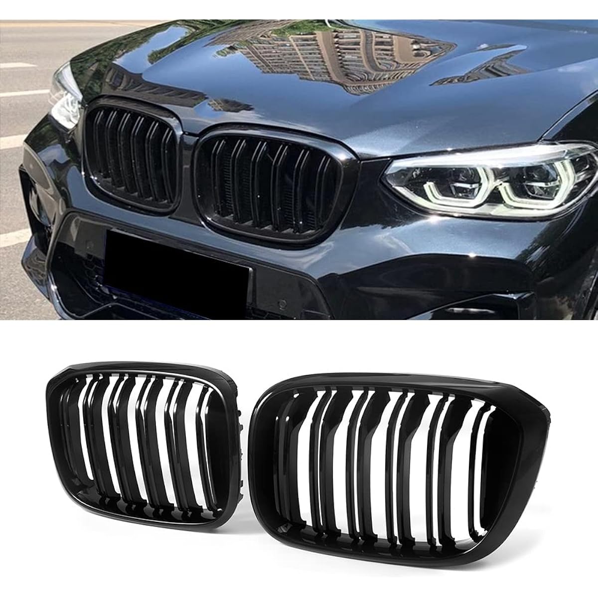SNA Front Kidney Grill Mesh Grill BMW X3 G01 X4 G02 (2018-2019) 2-piece set Black Snaf-G0110