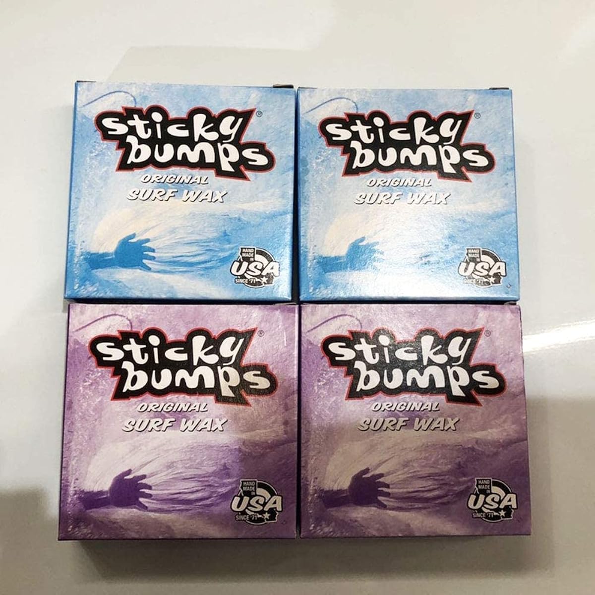 STICKY BUMPS Set of 4 Sticky bumps Surf wax Surfboard wax Surfboard anti-slip COOL (for spring/autumn) 2 pieces & COLD (for winter) 2 pieces