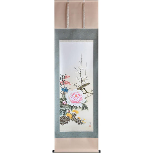 Sunny Town Gallery Hanging Scroll, Year-round, Four Seasons Flowers, Yamamura Kanpo, Shakugo, 54.5 x 190cm