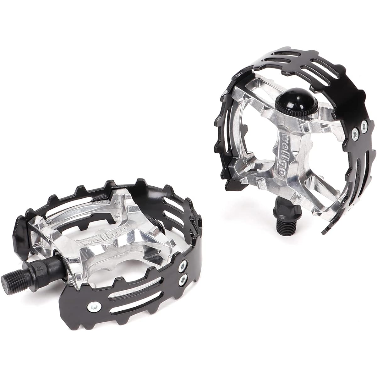 WELLGO - ROUND CAGE PEDAL - 1/2 inch (for 1PC crank) - BLACK/SILVER (old school BMX, 1 piece crank)