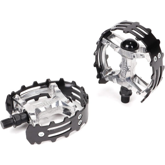 WELLGO - ROUND CAGE PEDAL - 1/2 inch (for 1PC crank) - BLACK/SILVER (old school BMX, 1 piece crank)