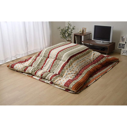 Ikehiko Kotatsu Futon Bed Set Square Etro Approximately 190 x 190cm Red Soft Smooth #5988000