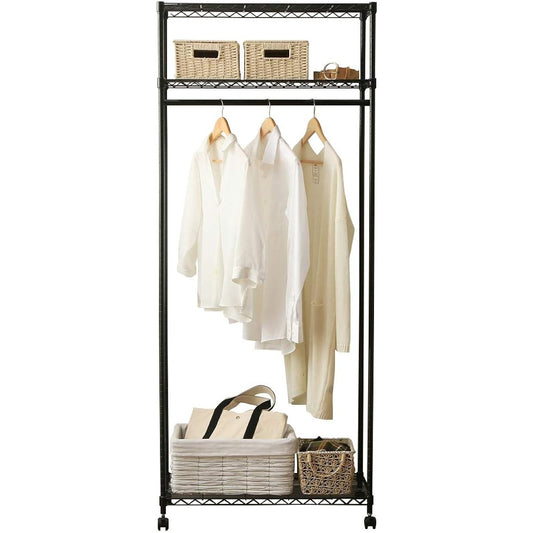 Iris Ohyama Color Rack Metal Rack Wardrobe Black with Casters Hanger Rack Clothes Hanging Rust Resistant Width 75 x Depth 45 x Height 182 cm Load Capacity 100 kg Pole Diameter 19 mm Rust Resistant Main Unit CMW-75183