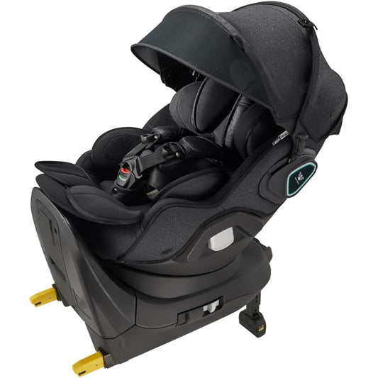 Aprica 2120201 Child Seat ISOFIX Fixed Mamorilla Rotatable Compact Bed Type R129 Compatible (Nimbus Black)