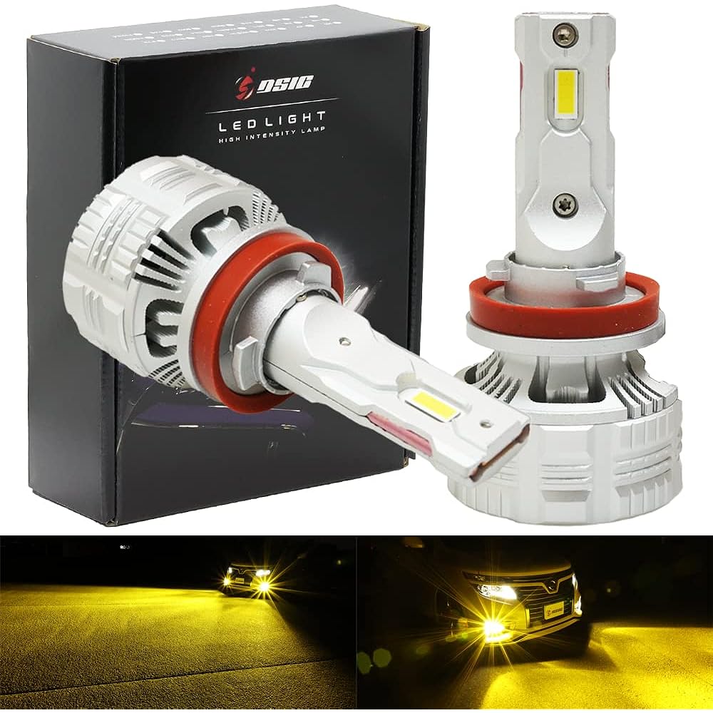 DSIC H8 H11 H16 LED Fog Lamp Yellow Explosive Light 24000LM Vehicle Inspection Compatible 3000K Cooling Electric Fan 12V 24V Left and Right Set