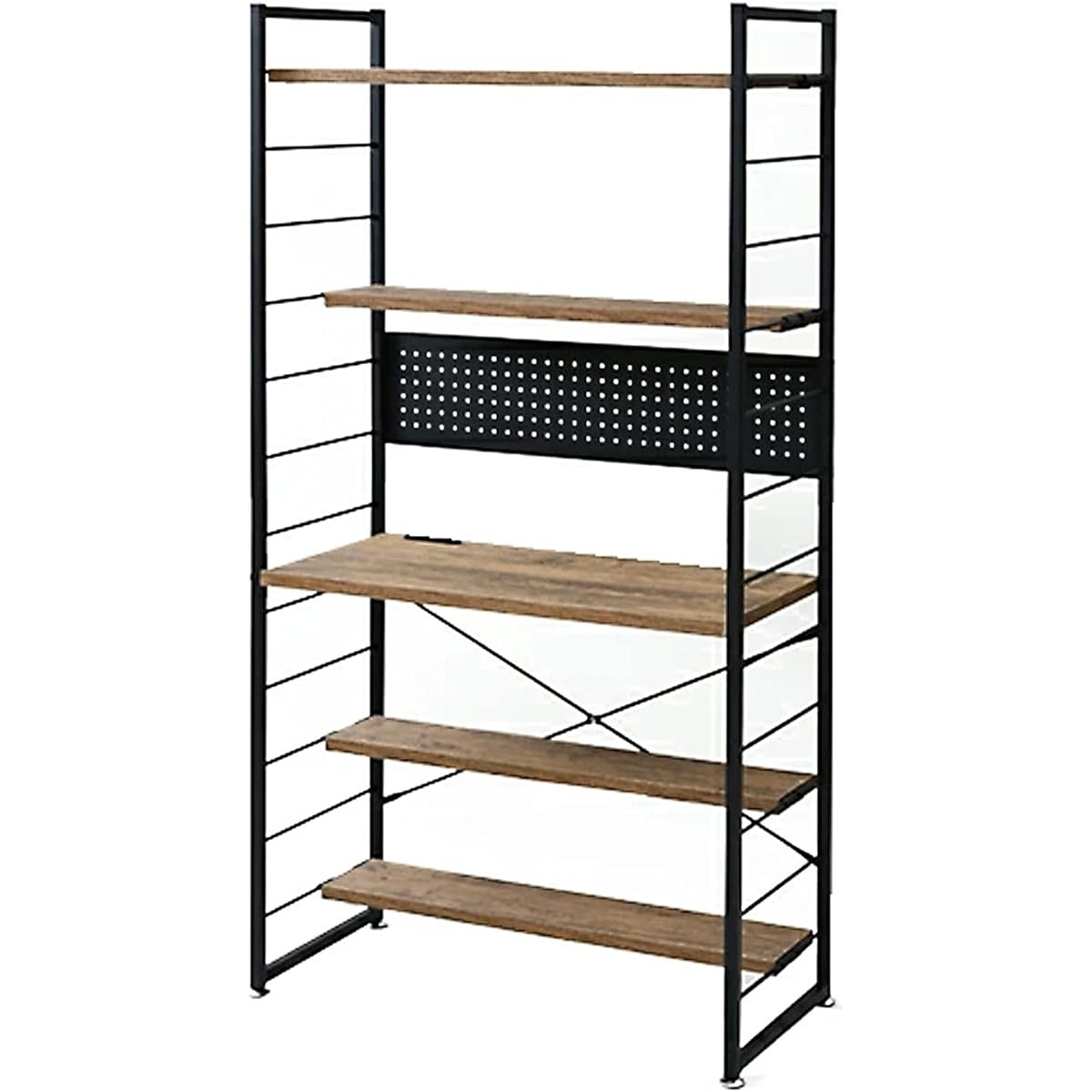 [Yamazen] Shelf Desk (PC Desk) with 2 Outlets/Back Panel, Easy Shelf Height Adjustment, Can be Connected, Study Desk, Width 85 x Depth 42 x Height 162.5 cm, Assembled Product, Antique Brown/Sand Black MWSD-1680E (ABRSBK) Telework living alone