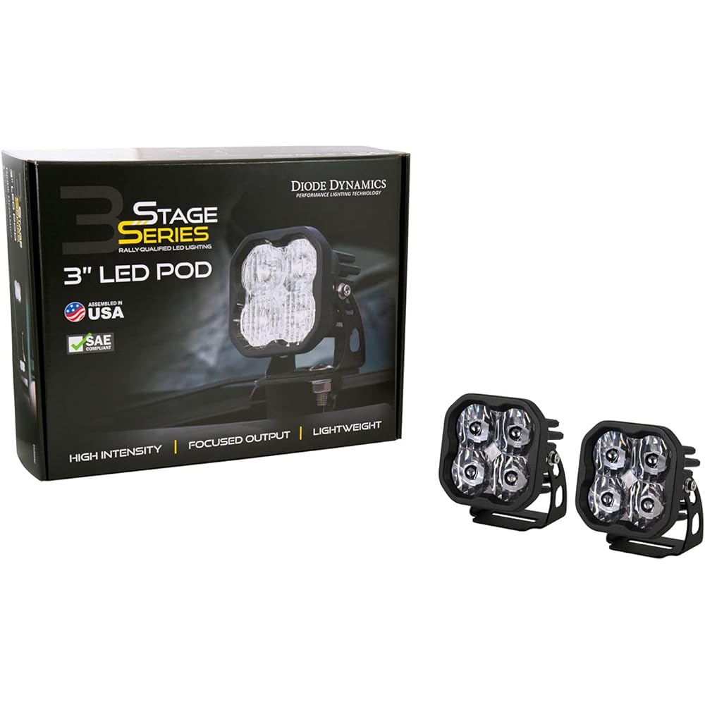 Diode Dynamics Stage Series 3 inch SAE/DOT White Sports LED Pod (Pair) SAE/DOT Drying Sports